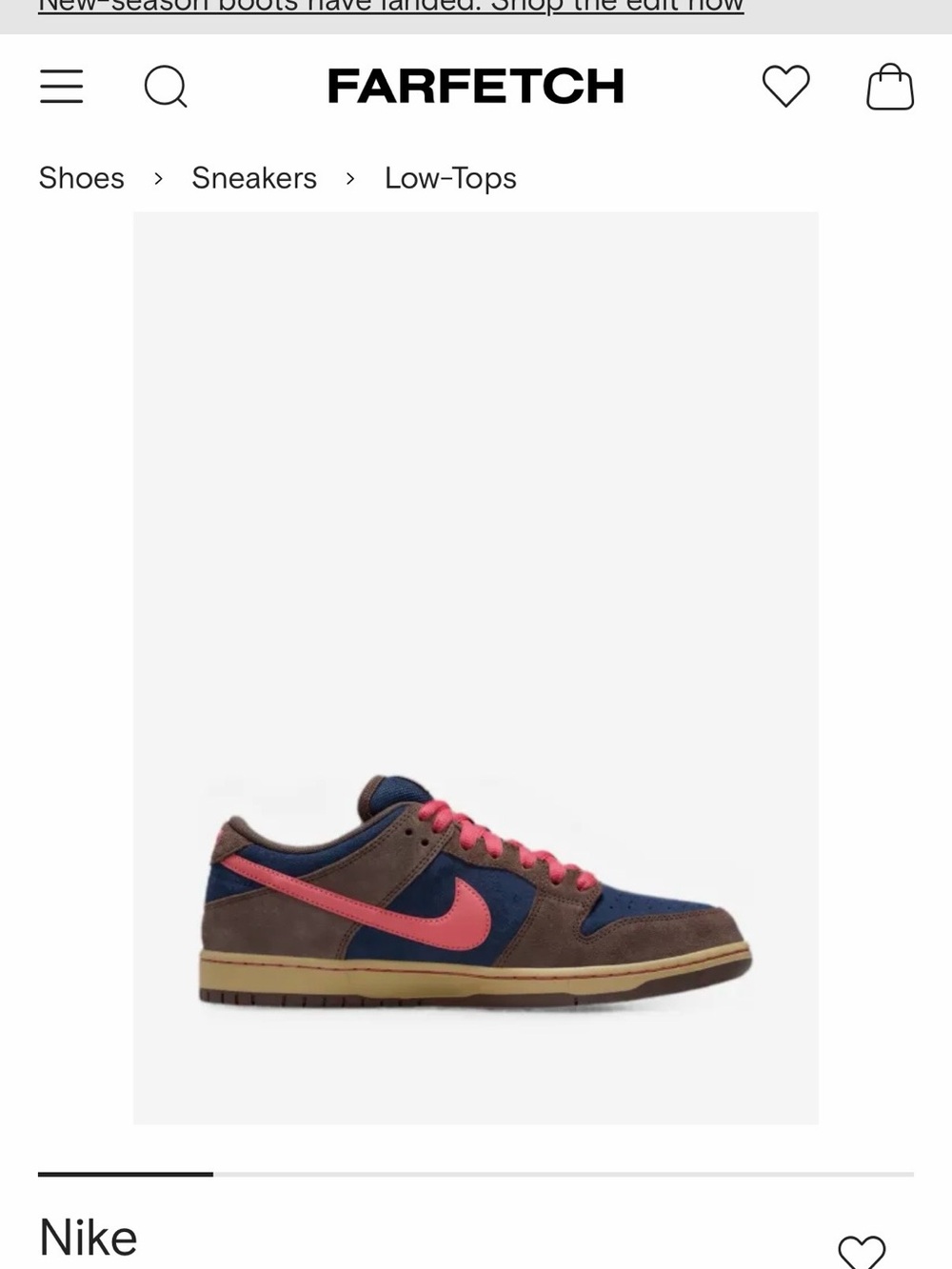 NWOT Nike Low-Top Sneakers in Brown, Navy & Pink